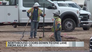Expect traffic delays on Coors Blvd. until the end of the month