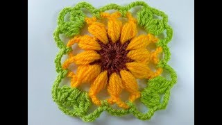 Flower square with puff stitch