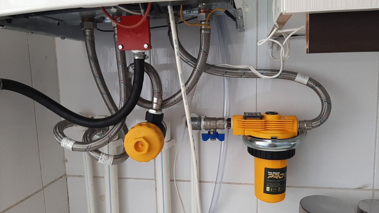 نصب فیلتر پلی فسفات و فیلتر مغناطیسی برای پکیج ایران رادیاتور - YouTube