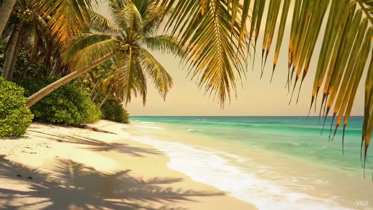Tropical Beach ASMR 8K – Static Calm Coconut Waves Ambience 🌴✨