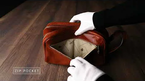 Cognac Brown Full-Grain Leather Wash Bag - All the King's Men  | Time Resistance Official Video