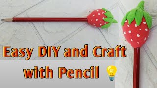 DIY Strawberry 🍓 Pencil Topper || Sweet Clay Craft Fun.