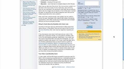 Social Security DIsability - Vision Loss