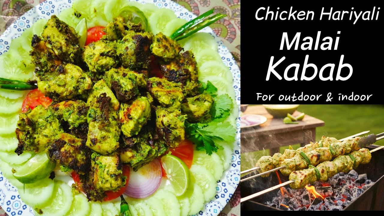 Hariyali Malai Kabab Recipe | How to make Soft & Juicy Green Chicken Kabab | Chicken Malai Tikka