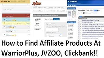 How to Find Quality Affiliate Products to Promote at Clickbank | WarriorPlus | JVZOO 2019