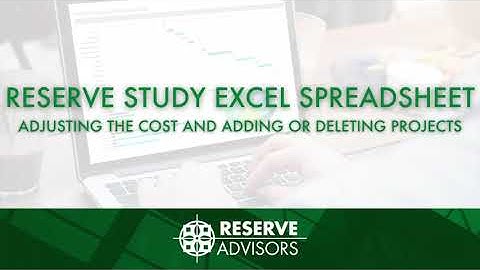 Reserve Study Excel Spreadsheet: Adjusting the Cost and Adding or Deleting Projects