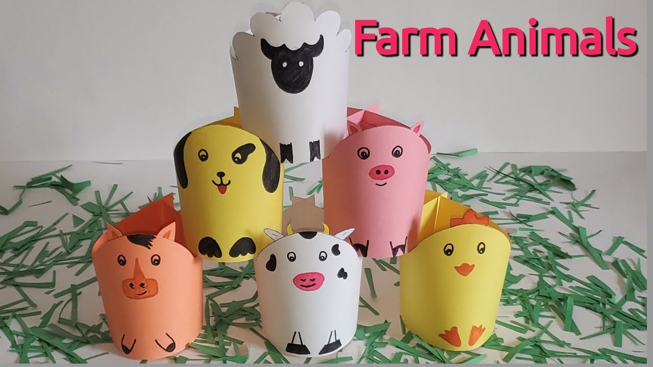 Farm animals playset | How to make 3d farm animals using paper for kids -  YouTube