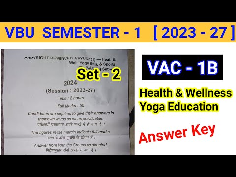 VAC 1b Set - 2 Answer key l set 2 question paper l semester 1 health and Wellness paper l 2023 27