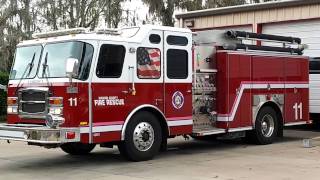 Marion County Fire Rescue Engine 11 responding to a house fire call, 12/25/16. Lowell, FL
