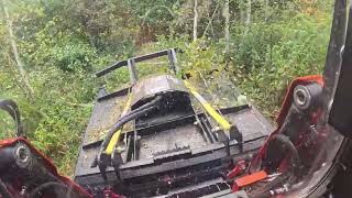 Jenkins Brush Hog on Kubota Skid Steer Destroying Heavy Brush