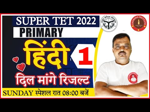 SUPER TET HINDI | SUNDAY SPECIAL | super tet practice set 01 chandra institute | stet hindi practice