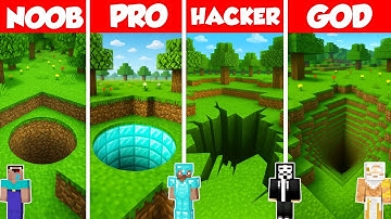 Tunnel Base Build Battle Challenge - Noob vs Pro vs Hacker vs God - Minecraft Animation