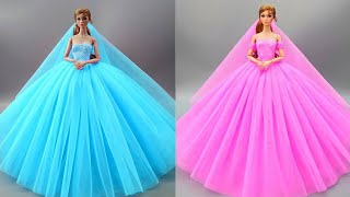 Disney Princess Doll Dress Transformation DIY Miniature Ideas for Barbie Wig, Dress,Faceup, and