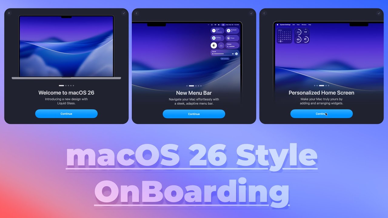New macOS 26 Style OnBoarding Animation Using SwiftUI | Complex ...