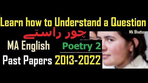 Solve Past Paper MA English part1 2 poetry | Punjab Sargodha University Translation | Bhutta Academe