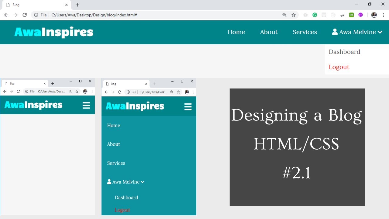 Designing A Responsive Navbar With Dropdown Using Html Css Designing A Blog Website Html Css 2 1 Youtube