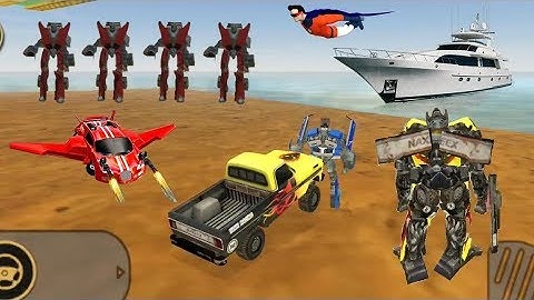 Vegas Crime Simulator (Transformer Pickup Truck With Blue Robot Car) Robot Car Fight SuperHero - HD