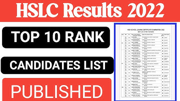 ASSAM HSLC 2022TOP 10 CANDIDATES LIST PUBLISHED