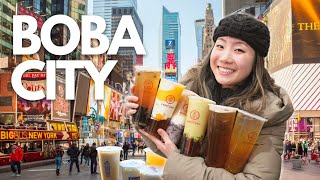 TRYING EVERY BOBA SHOP IN NYC LIC Boba Tea Tour 🧋