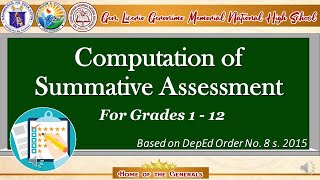 Computation of Summative Assessment for Grades 1 - 12 Computation of Summative Assessment for Grades 1 - 12