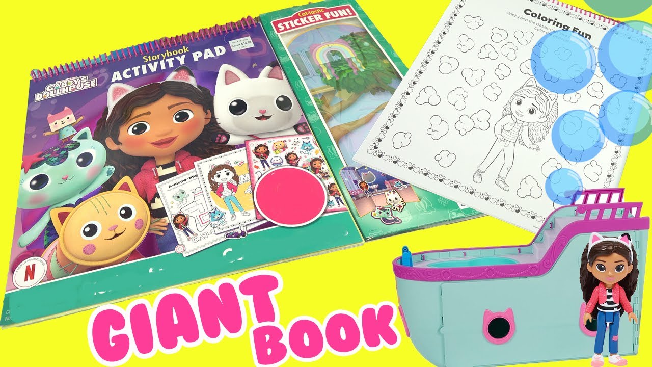 Gabby's Dollhouse Giant Activity Coloring Book with Pandy Paws on Cat