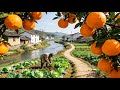 Real Remote Hubei Village Walk: Orange Trees, Stream & Farmers in Cabbage Fields—True Rural China