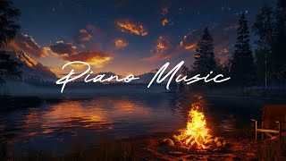 Cozy Balcony | Piano Music and Crampfire by the Lake | Free 1 Day