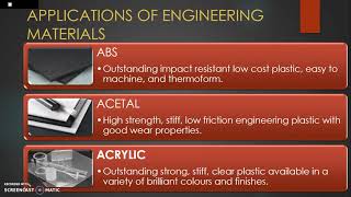 Engineering Materials: Classification, Properties and Application