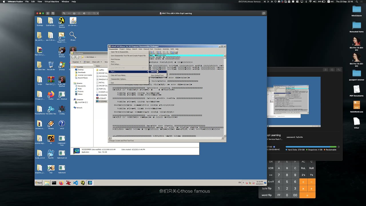 Win32dasm Fix W32DASM editor GUI garbage/unreadable characters - YouTube