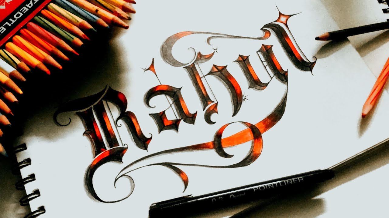 Name(Rahul) Creative Lettering#namecalligraphy #lettering - YouTube