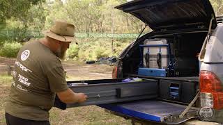 MSA 4X4 Explorer Aluminium Storage Drawer System, Fridge Drop Slide & Fridge Barrier feature