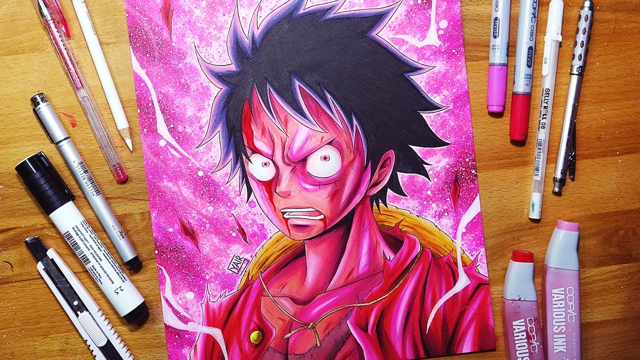 Drawing: Monkey D. Ruffy/Luffy Gear 2 One Piece with Ohuhu markers