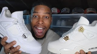 AIR JORDAN 4 COMPARISON METALLIC GOLD VS PURE MONEY 💰