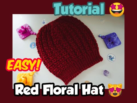 TUTORIAL KNIT RED HAT CRAFT HANDMADE HANDCRAFTED HANDKNITTED ACRYLIC YARN EASY! | ANA VANILA ARTS