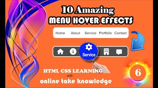 amazing menu hover effect in html css | creative menu hover effect | icon to text hover effect