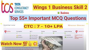 TCS Wings 1 Business Skll 2 TOP 55+ MCQ Questions || tcs bussiness skill 2 mcqs  #tcs #india #job