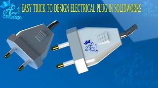 Easy trick to design Electrical Plug in solidworks | इलेक्ट्रिकल प्लग | Anyone can design