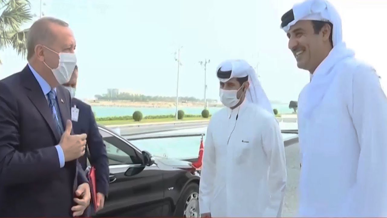 أمير دولة قطر الشيخ تميم بن حمد آل ثاني يستقبل الرئيس التركي رجب طيب أردوغان في الدوحة