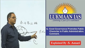 Q. Good Governance Promotes Public Character in Public Administration. Comment. | By S. Ansari