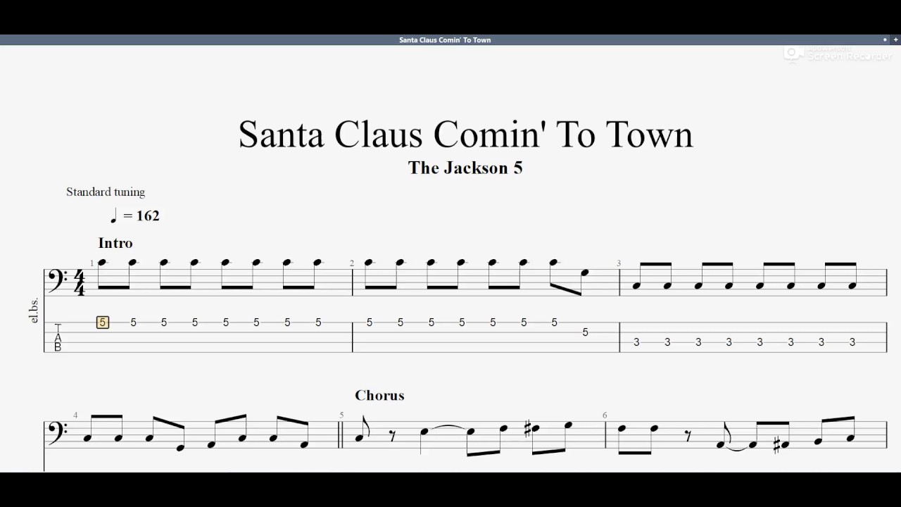 The Jackson 5 Santa Claus Is Comin To Town Bass Tab