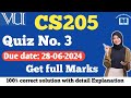 CS205 quiz no 3 solution 2024||cs205 quiz no 3 2024 solution by learning with universe #cs205 #quiz