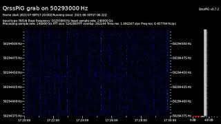 The G0PKT QRSS TX on 6m as received by OK1FCX and an RTL dongle July 2021.