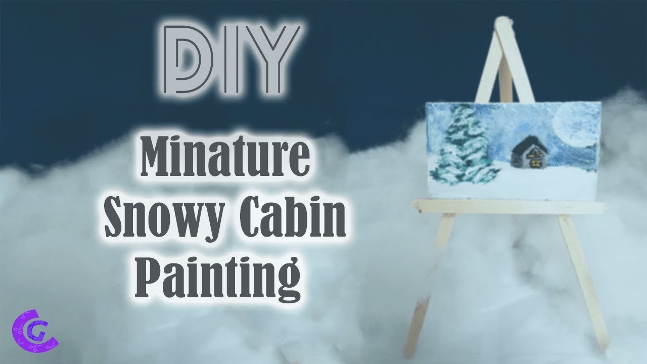 Diy Miniature Snowy Cabin painting - Easy Acrylic painting l Creative ...