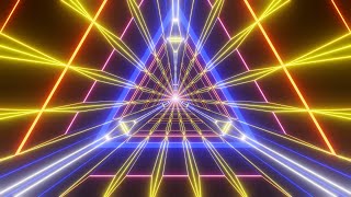 Futuristic Neon Colorful Triangle Tunnel - 4K Free Color Changing Motion Background