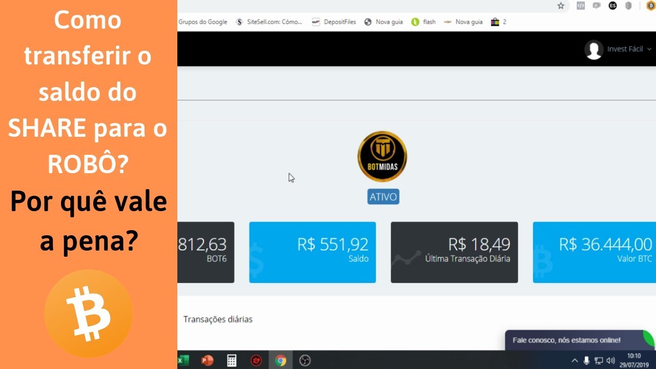 Midas trend - Como transferir saldo para o robô.