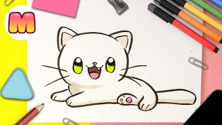 Como dibujar un GATO KAWAII 💖 FACIL PASO A PASO 💖 como dibujar un gatito bebe