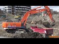 4K| Hitachi Zeron ZE350 Electric Excavator Loading Volvo & Scania Dump Trucks