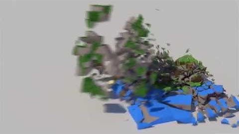 Minecraft tree model, fragments and explosion test in 3ds Max 2013