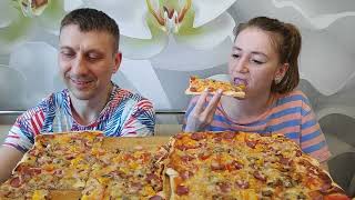 МУКБАНГ СУПЕР ДОМАШНЯЯ ПИЦЦА ДЛЯ ВСЕЙ СЕМЬИ 🍕 MUKBANG SUPER HOMEMADE PIZZA FOR THE WHOLE FAMILY