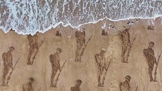 Soldiers Stenciled Into Sand For 80Th Anniversary Of D-Day